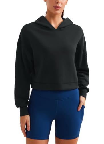 CRZ YOGA SoftAura Cropped Hoodies for Women - Long Sleeve Pullover